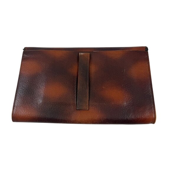 Art Deco Tooled Leather Clutch with Wrist Strap Steerhide Cameo Quality Vintage - Picture 2 of 12